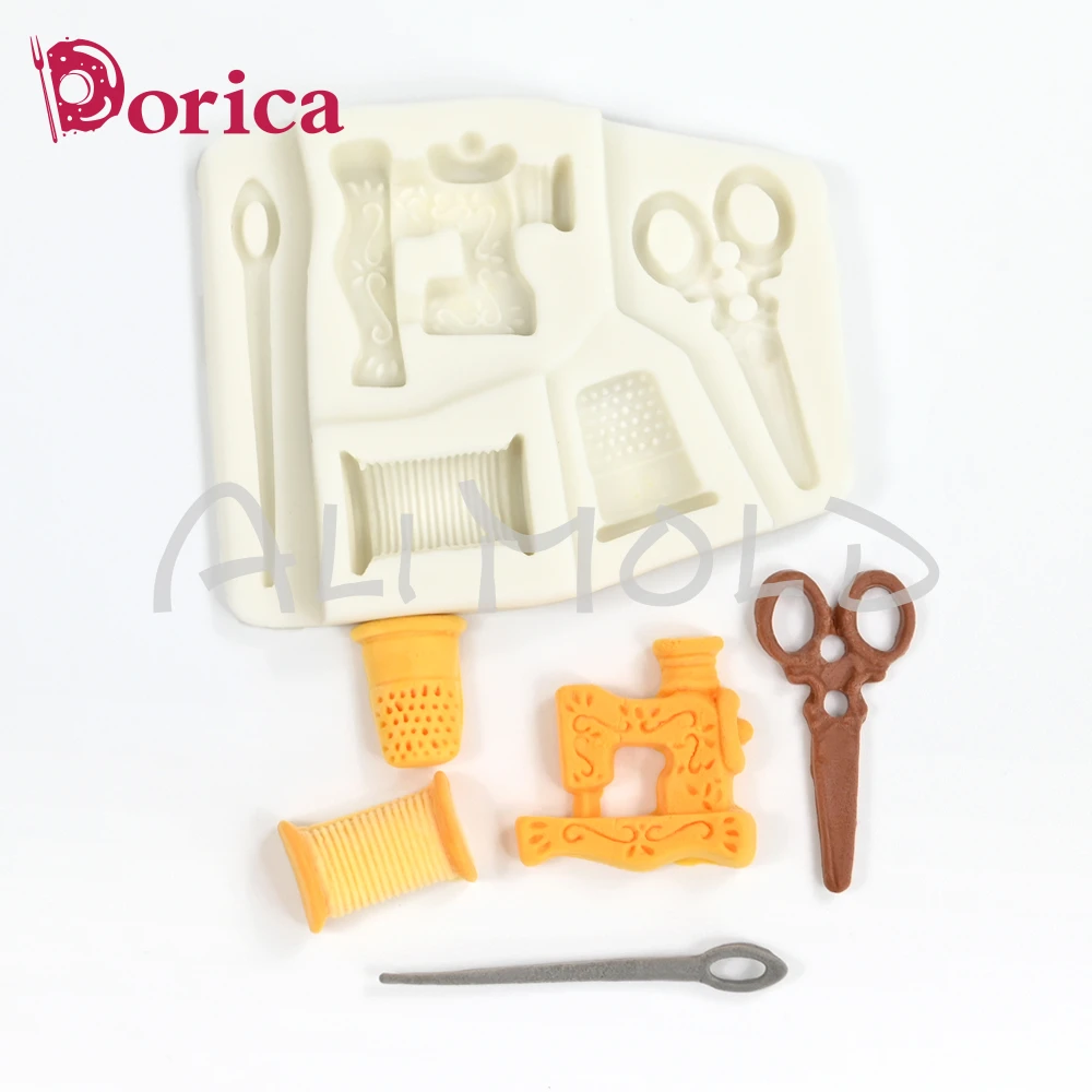 Set da cucito in miniatura Stampo in silicone Stampi per cioccolato fondente Sugarcraft Stampo per produzione di argilla in resina Decorazione di torte Utensili da cucina