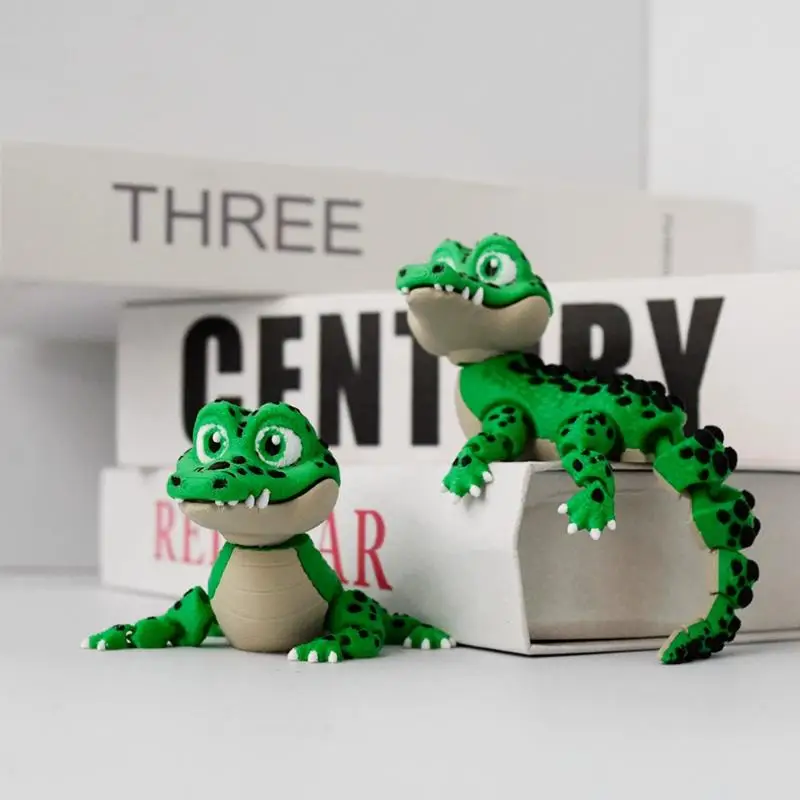 Realistic Small Crocodile Toy Statue 3D Printing Toy Joints Movable Crocodile Zoo Small Animal Desktop Decor Children Funny Gift