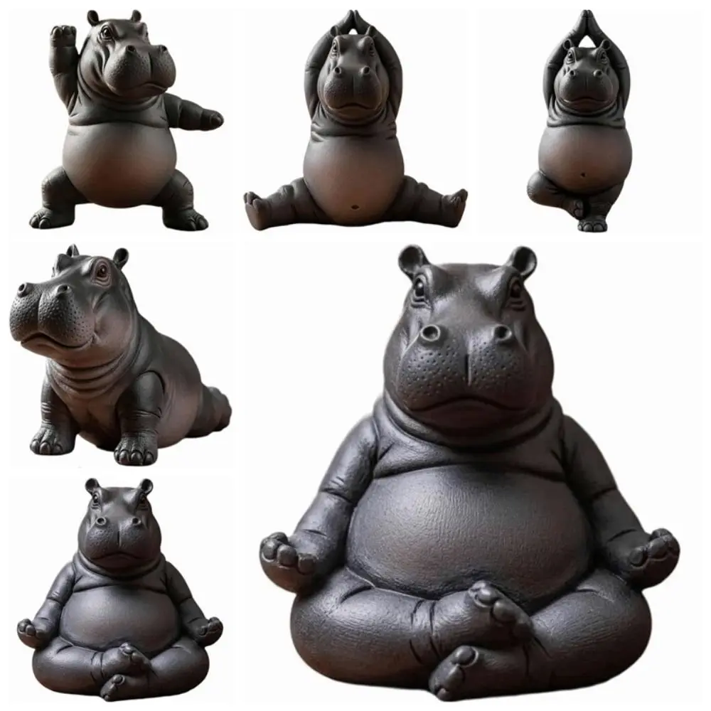 جديد ثلاثية الأبعاد الطباعة اليوغا فرس النهر تمثال فرس النهر تمثال الراتنج فرس النهر الحلي الزخرفية أنماط متعددة صغيرة #4