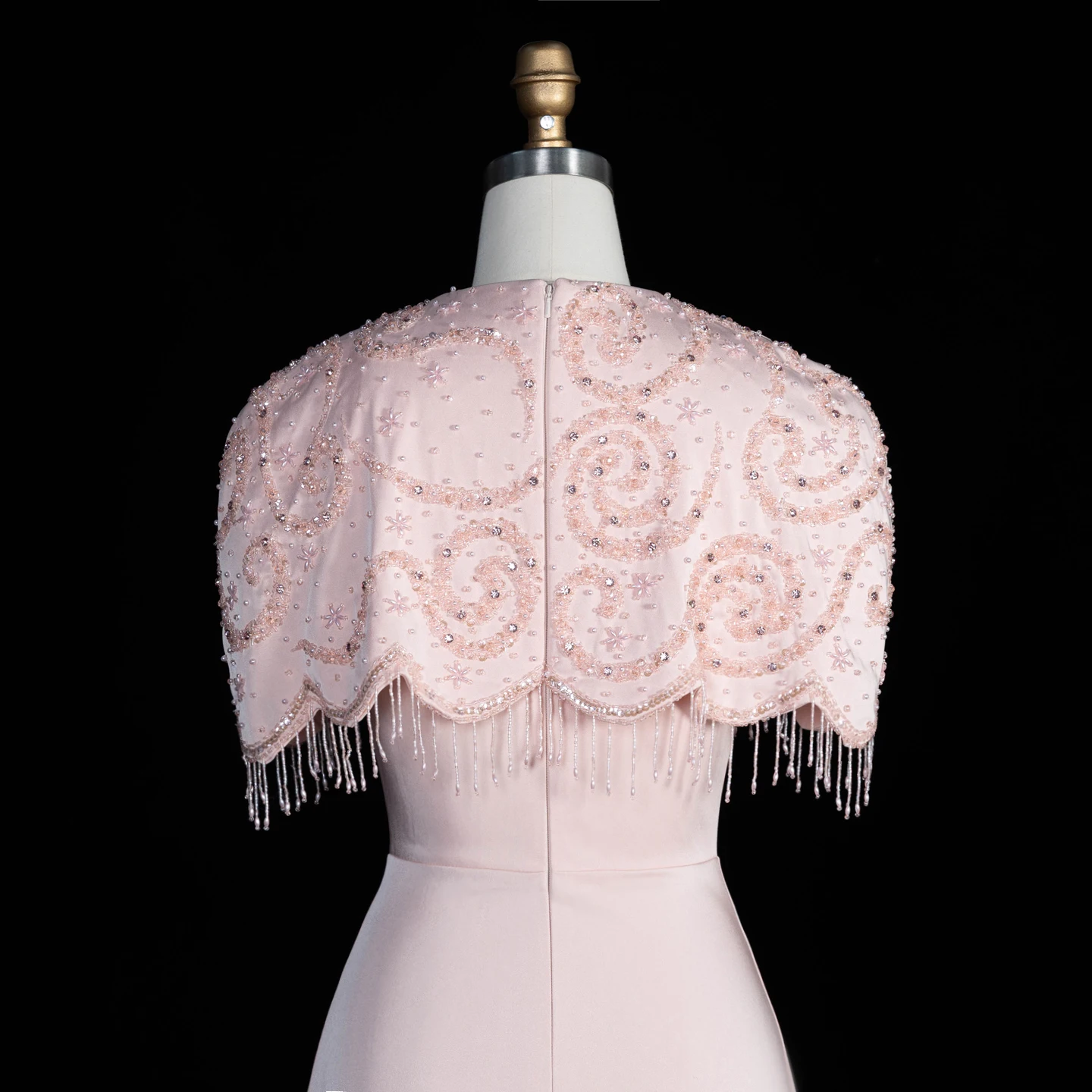 Sharon Said Abendkleid, elegantes A-Linien-Modell, Rundhalsausschnitt, Perlen, Quasten, Dubai, formelle Party, Hochzeitsgastkleid, SS614, nach Maß – Detail 8