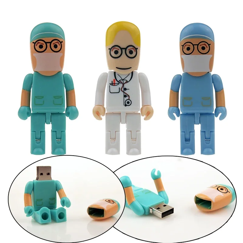 Doctors Memory Stick Nurses Lovely Medical Pendrive Cartoon Human Organs USB2.0 Flash Drive Pendrive 4GB 8GB16GB 32GB 64GB 128GB