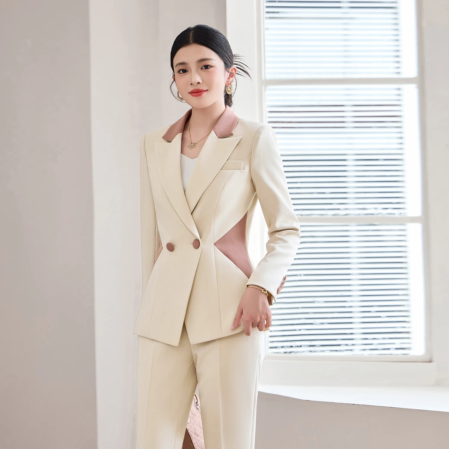 AIyssa Fashionable professional women's attire, exquisite elegant two-piece pant + suit jacket. 2025 autumn winter new styles