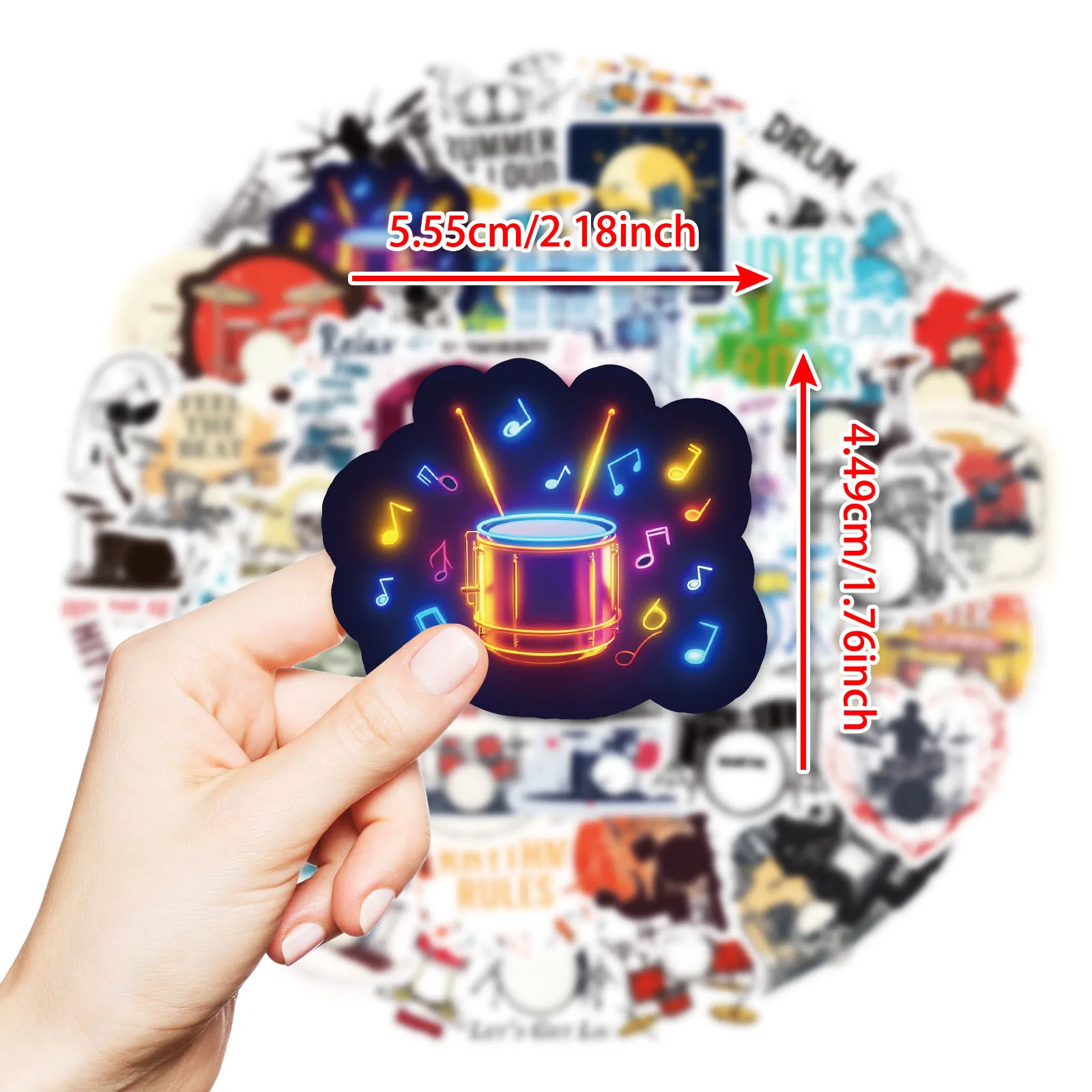 10/50 PIÈCES Tambour Dessin Animé Autocollants Rock Musique Graffiti Instruments De Musique Autocollants Ordinateur Portable Guitare Voiture Vélo Planche À Roulettes Décoration Jouets