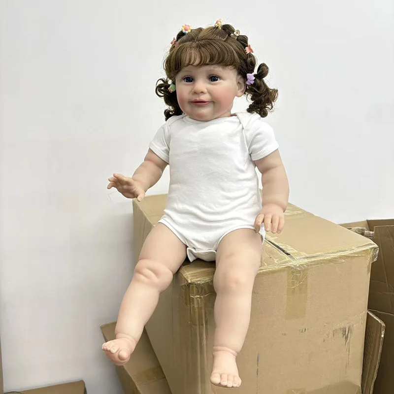 66cm プリンセスベイビー 茶色の巻き毛のゾーイ 本物そっくりのリボーンドール