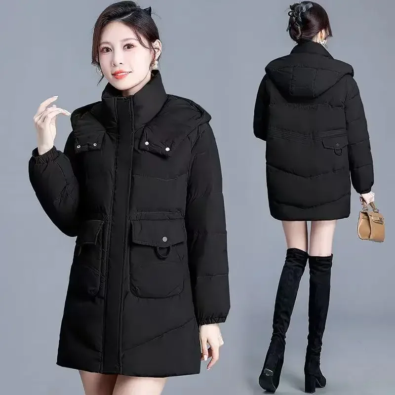 2024 Autumn Winter Down Cotton Jacket Coat Women's Parkas Loose Thickening Design sense Female Snow Wear Outerwear top clothes