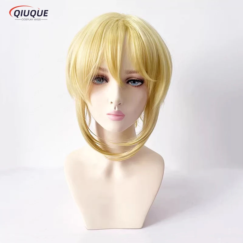 Anime Moriarty The Patriot William James Moriart Cosplay Wig Blonde Short Heat Resistant Synthetic Hair Wigs + Wig Cap