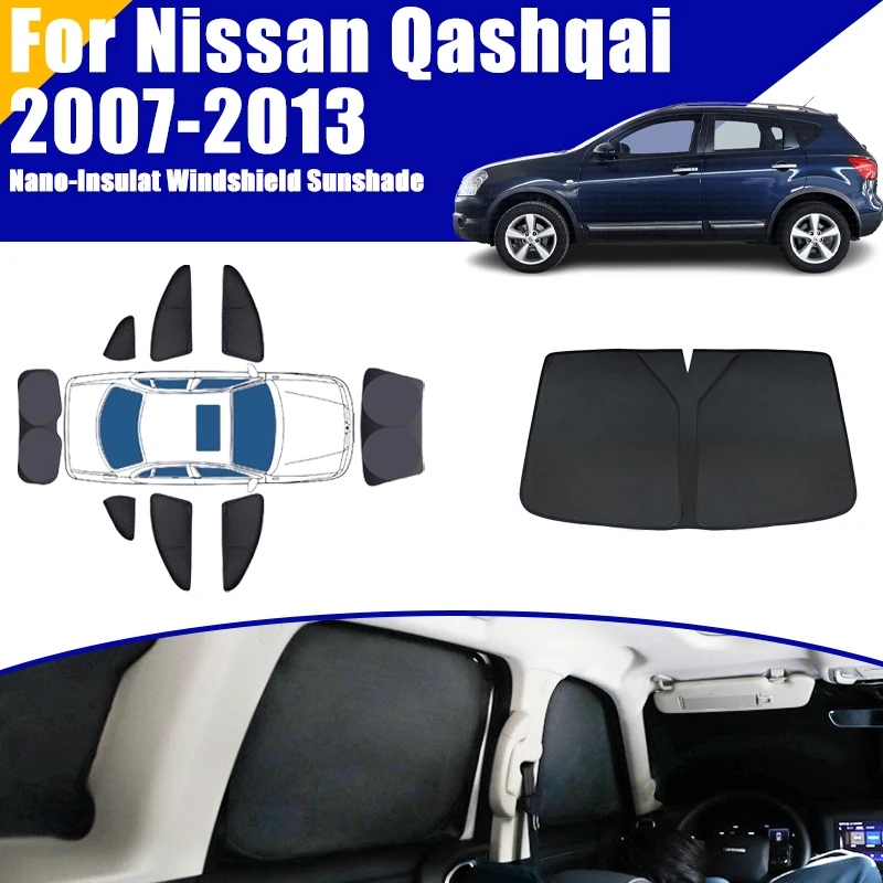 

Солнцезащитный козырек с полным покрытием для Nissan Qashqai J10 Dualis 2006-2013 2007, автомобильные аксессуары, козырек для окон, чехлы для конфиденциальности, черные складные