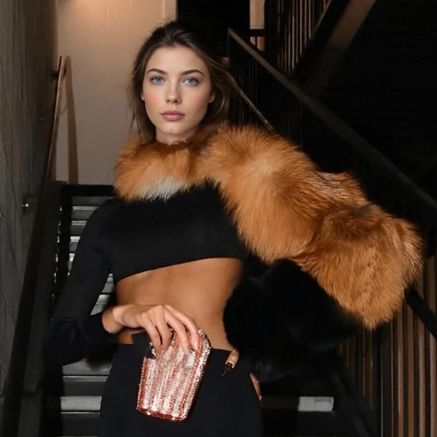 Natürlicher roter Fuchspelzmantel für Frauen, abgeschnittene Pelzhülse mit einem Arm, echtes Fell, Oberbekleidung, heißer Verkauf, Fuchs-Einzelpelzhülse