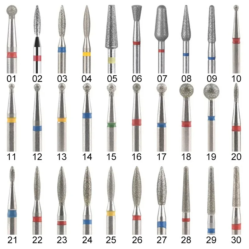 10Pcs/Set Diamond Milling Cutter Nail Drill Bits Set For Manicure Accessory Pedicure Eletric Machine Nail Bit Brush Burr Tools