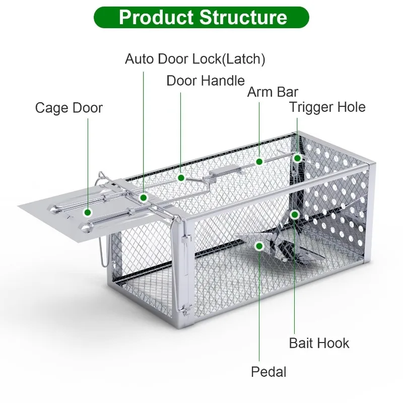 Single-door humanized mousetrap, indoor and outdoor mousetrap, suitable for small rodents