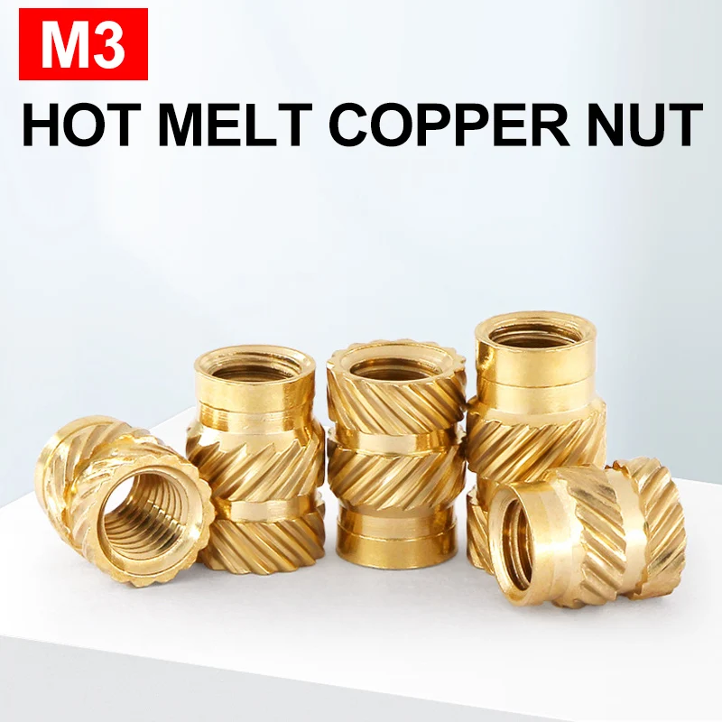 

50PCS M3 Brass Hot Melt Copper Nut Insert Knurled Nut Thread Heat Molding Double Twill Injection Embedment Nut For 3D Printer