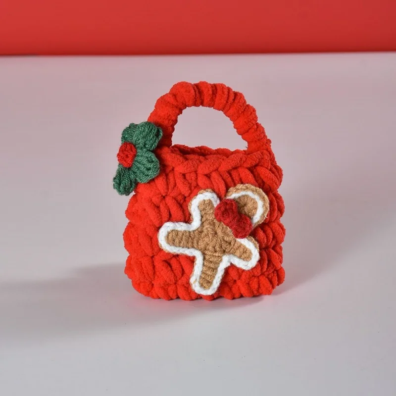 Buon Natale Babbo Natale Borsa in lana spessa a forma di peluche Custodia per auricolari generale lavorata a mano adatta per regalo Airpods Pro2
