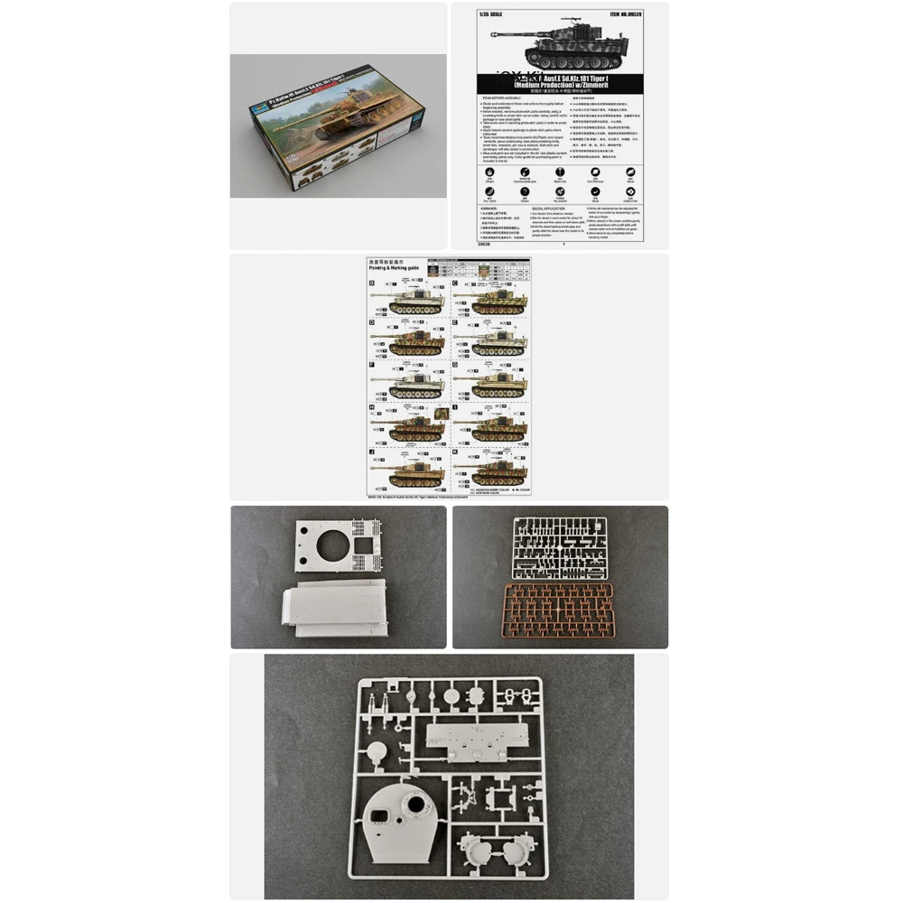 

Танк Trumpeter 09539 1/35 Pz Kpfw VI Ausf E Sd Kfz 181 Tiger I с Zimmerit, военный сборный пластиковый конструктор, модель для сборки, подарок, игрушка