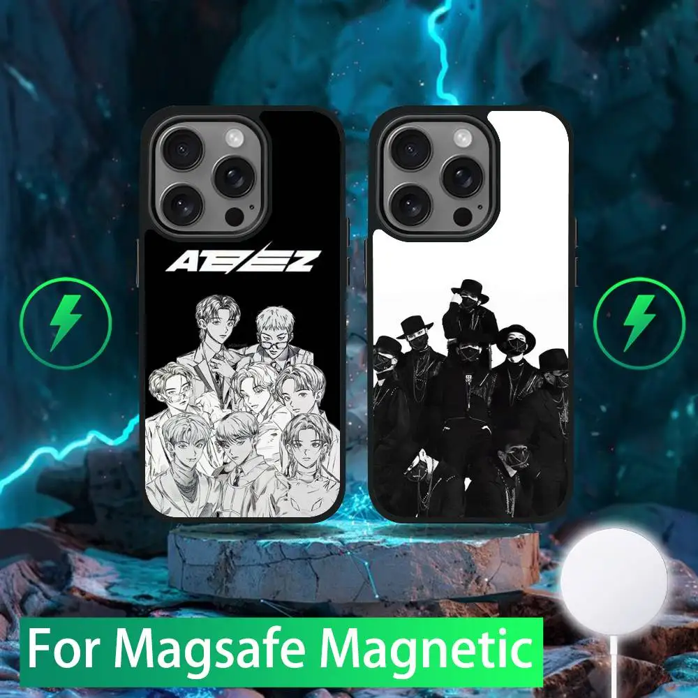 

KPOP A-ATEEZ Phone Case For iPhone 16,15,14,13,12,11,Pro,Max,Plus,Mini,SE New Magsafe Magnetic Wireless Charging