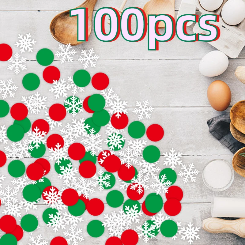 100Pcs Christmas Starry Confetti  Christmas Desert Table Giftbox Green Red Dot Confetti Ddecorations Sprinkle Scraps of Paper