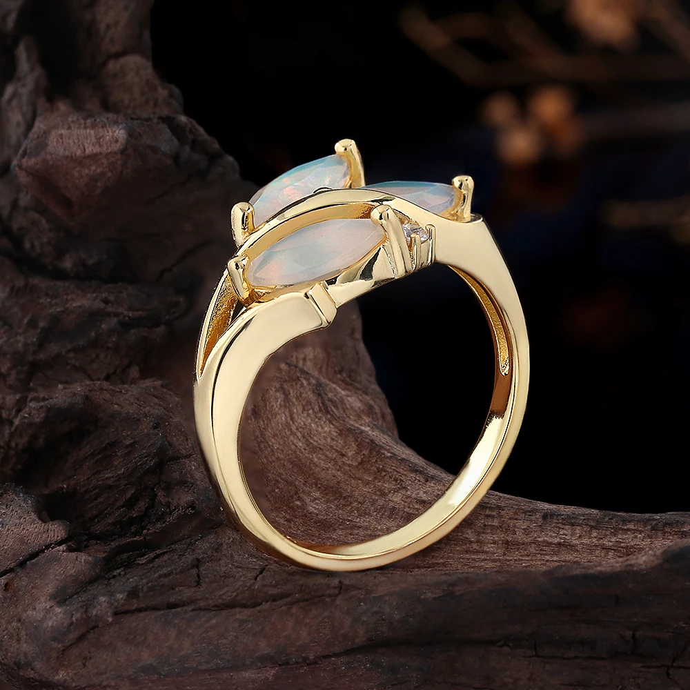 Colorful Natural Marquise 4*8mm Opal Ring for Women October Birthstone 925 Sterling Silver Fine Jewelry Anniversary Gift - view 3
