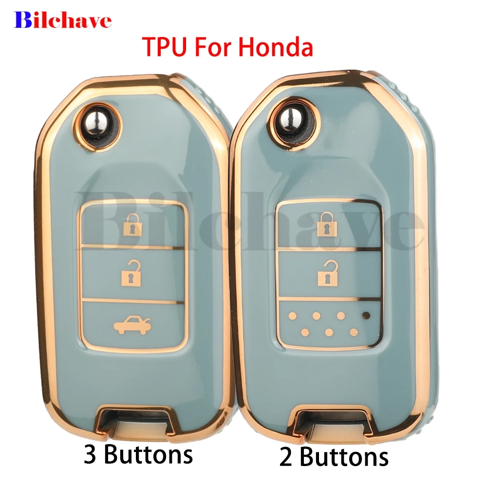 

jingyuqin New TPU Car Key Case Cover 2/3 Buttons For Honda Accord EX EXL Civic Crv Hrv Pilot Ridgeline Pocketor Shell Fob Holder