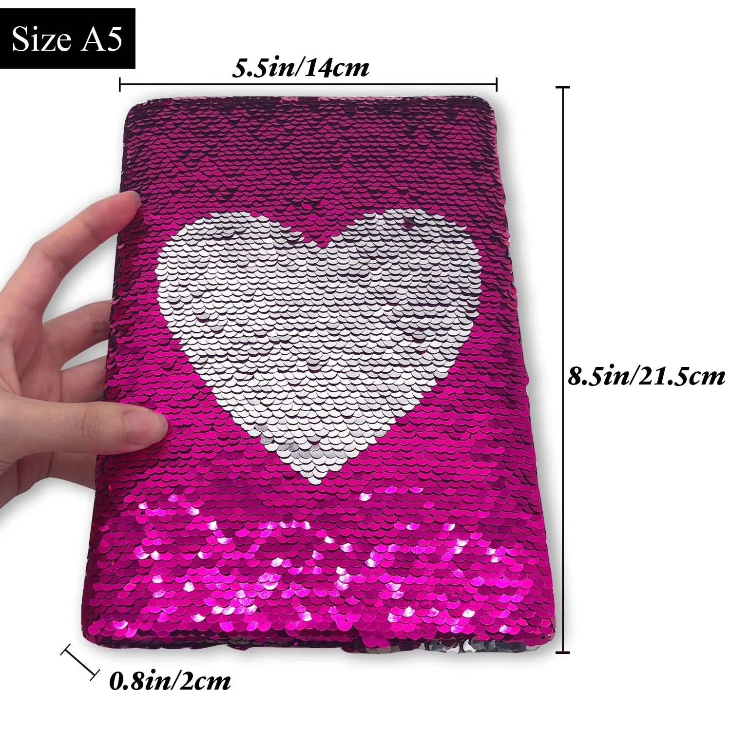 Sequin Secret Diary for Girls, 8.5x5.5 Inches 160 Lined Pages Different Design Reversible Sequin Kids Journal for Teenages