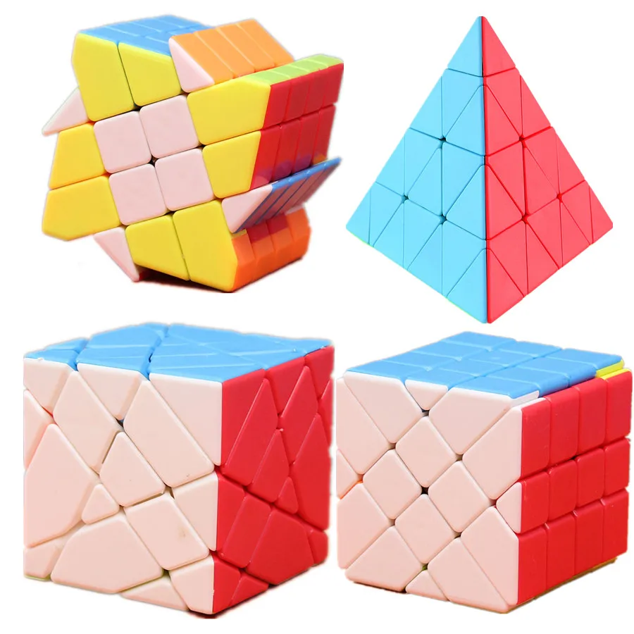 Fanxin 4x4x4 Pyramid Magic Cube Solid Color Alien 4th Order Windmill / Fisher / Axis / Pyramid  Magic Cube Educational Toys