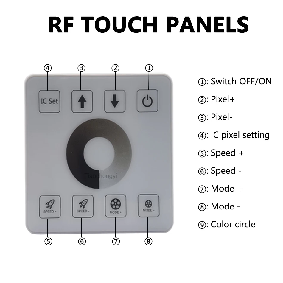 Mini LED Magic Single Color Dimmer Controller 12–24 V mit RF Wireless Full Touch Panel für Monochrome Follow Spot Light Bar