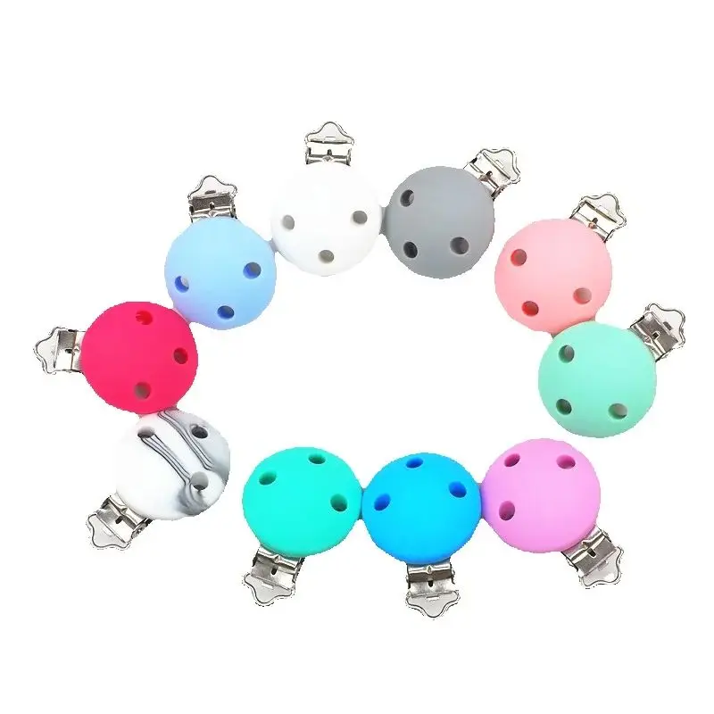 

Chengkai 50pcs Silicone Round Teether Clips DIY Baby Pacifier Dummy Soother Teething Nursing Craft Jewelry Sensory Toy Clips