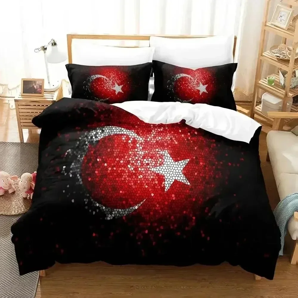 Fashion Turkey Flag 3D NEW Duvet Cover Pillowcase Bedding Set Adult Boy Girl Bedroom Decoration Children Single Double Large