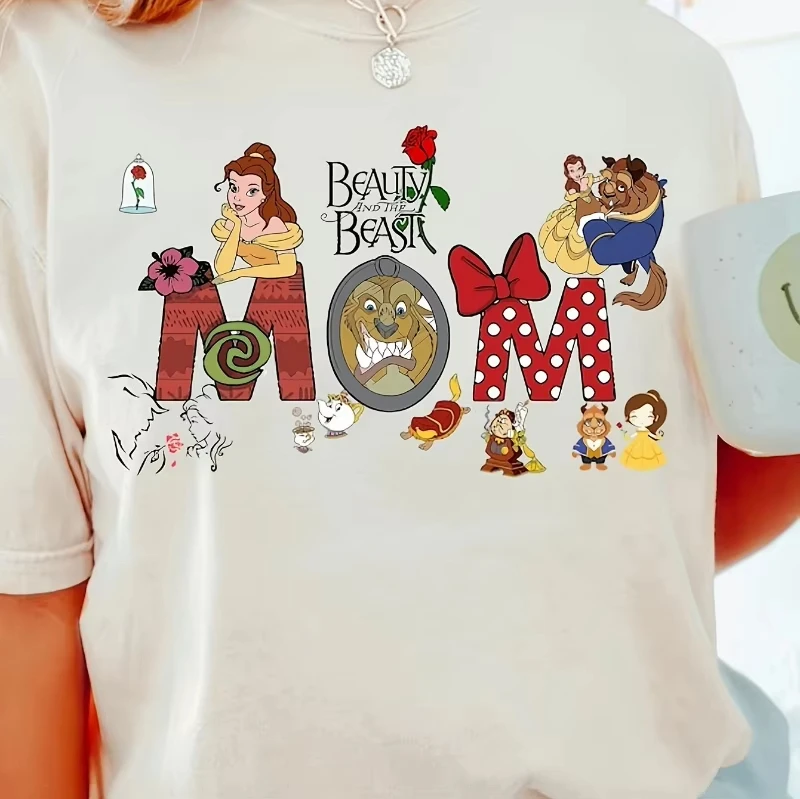 ديزني امرأة جميلة والوحش الأسرة تي شيرت حسناء ، الوحش مدام بوتس و Lumiere حسناء مبدع روز الوحش القلعة الرجال النساء #1