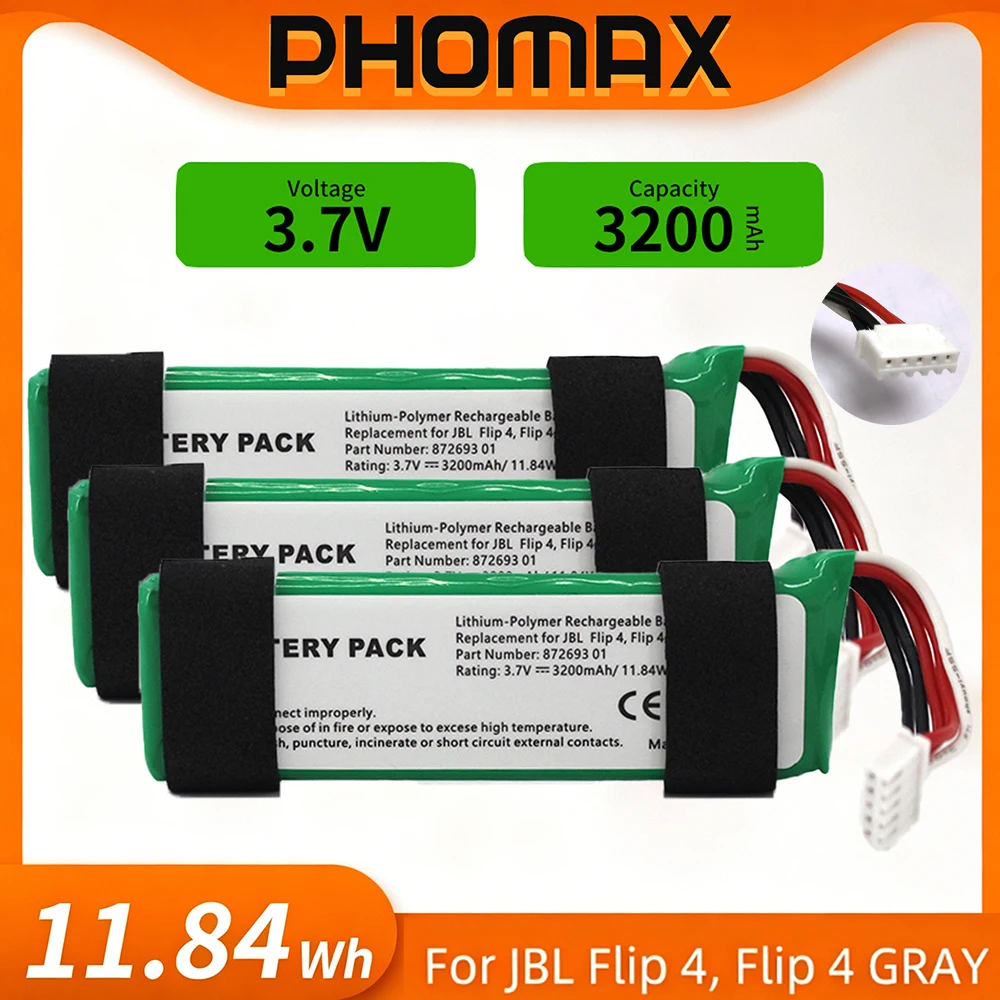 

PHOMAX 3.7v Battery For JBL Flip 4 Flip4 7000mAh Rechargeable Battery GSP872693 01 For JBL Speaker Flip 4 Flip4 Special Edition