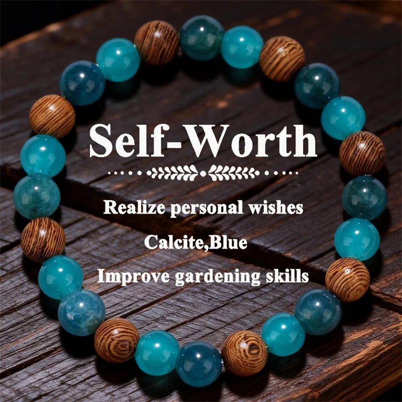 Bracelets en bois de wengé brun et apatite bleue, bijoux fantaisie, cadeau pour femme, voyage, Saint-Valentin, bracelet en pierre naturelle porte-bonheur