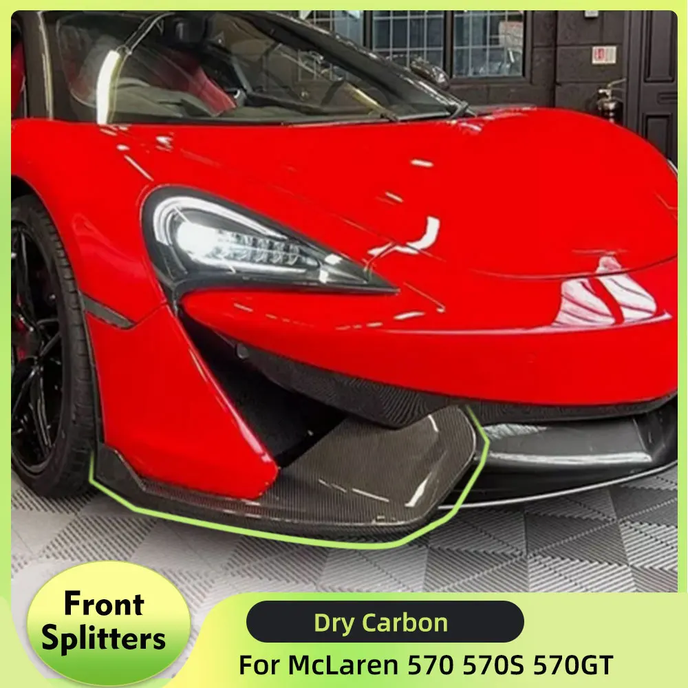 Car Front Bumper Splitters Fins Canards For Mclaren 570GT 570S 2-Door 2015-2020 Front Bumper Lip Chin Splitters Dry Carbon Fiber