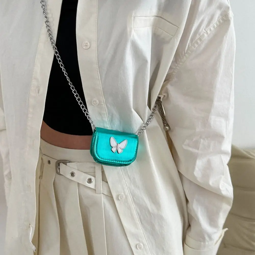 

Летняя трендовая мини-сумка-мессенджер с бабочкой для женщин, универсальная мини-сумка через плечо с металлической цепочкой, маленькая сумка с помадой, кошелек Zero