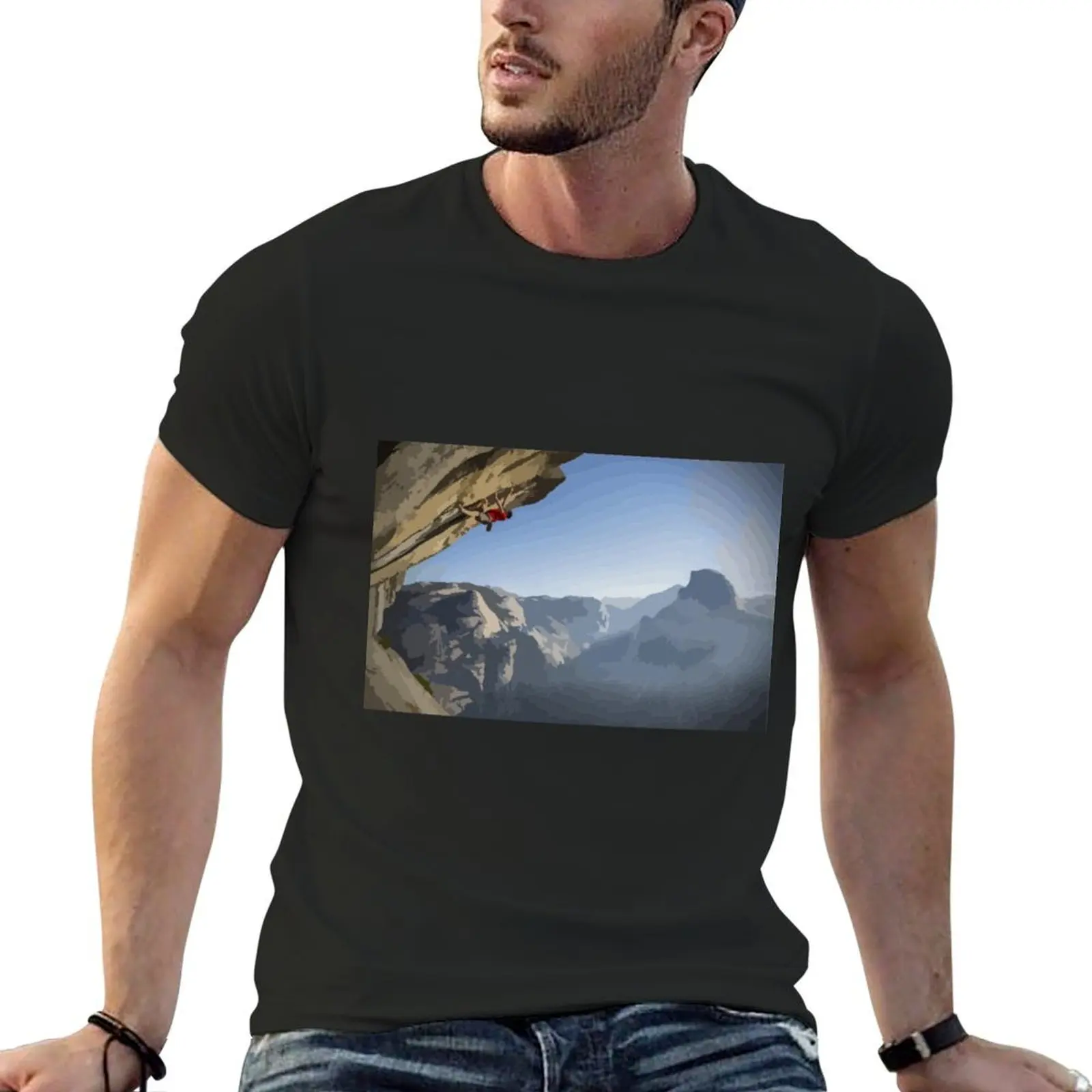 Alex Honnold Roof of Heaven Solo Painting T-Shirt graphics blacks black t-shirts for men