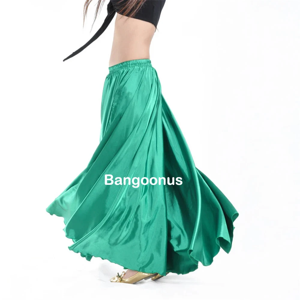 Lady New Style Belly Dance Shining Satin Long Spanish Skirt Swing dancing skirt Indian Dance skirt Sun Skirt 14 colors available