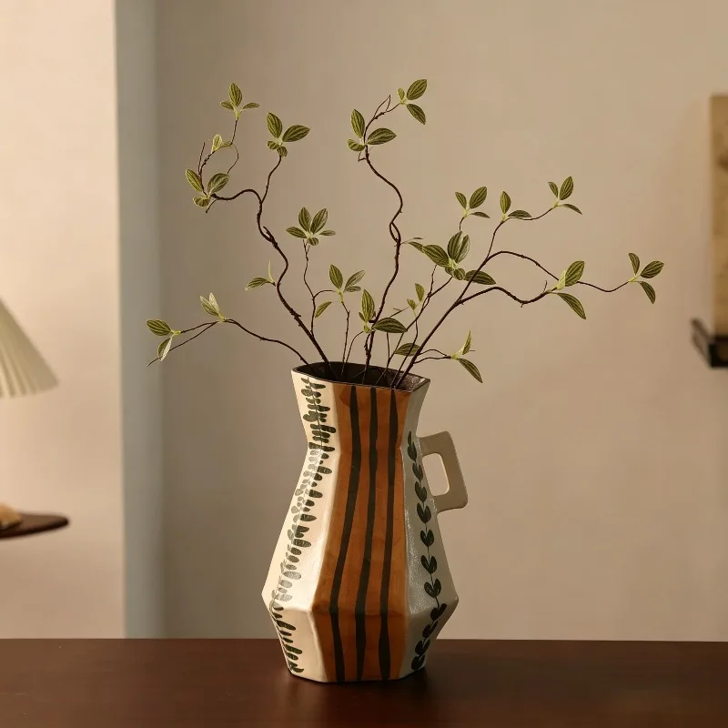 High-end Home Decor for Living Rooms Floreros Altos В Скандинавском Стиле 2026 Ceramic Vase Ornament Creative Light Luxury