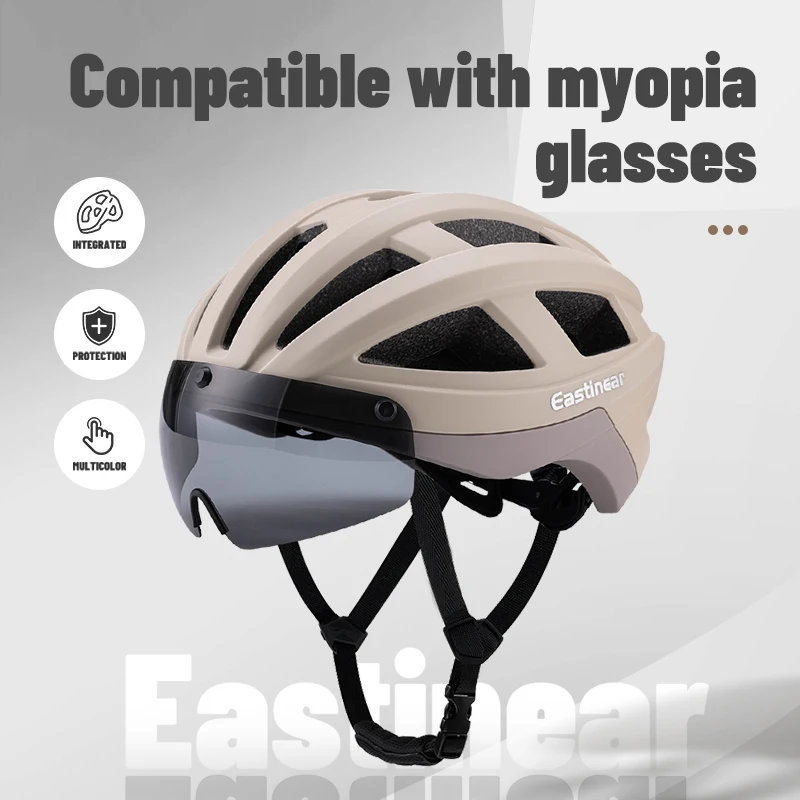 

EastInear 2025 Road Bicycle Helmet Ventilated and Breathable Men and Women Mountain Biking Safety Helmet Magnetic Goggles