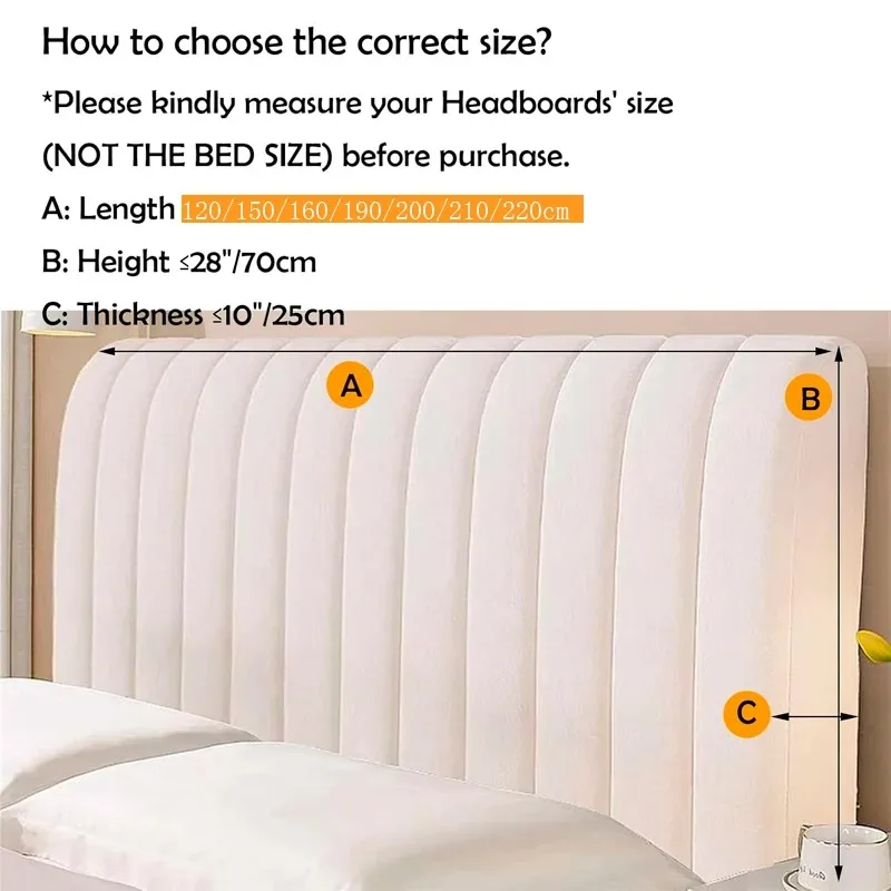 Thicken Plush Bed Headboard Cover Solid Color Soft Faux Fur Elastic Bed Head Cover Anti-Dust Bed Back Protector Cover - view 2