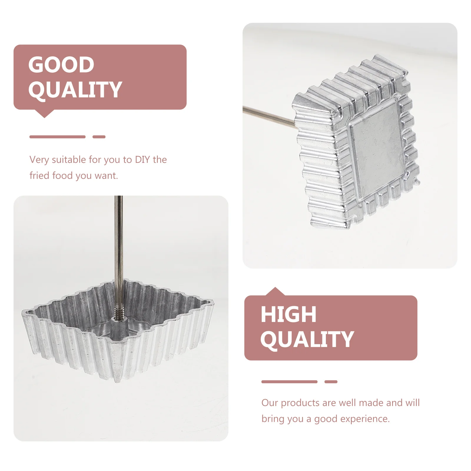 

1Pcs Fried Snack Mold Aluminum Alloy Kitchen Supply Wooden Handle Home Cooking Frying Mold for Shrimp Cake Carrot Pastry