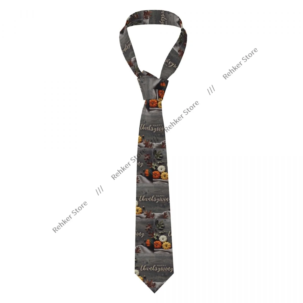 Mens Tie Classic Skinny Thanksgiving Pumpkins And Leaves Neckties Narrow Collar Slim Casual Tie Gift