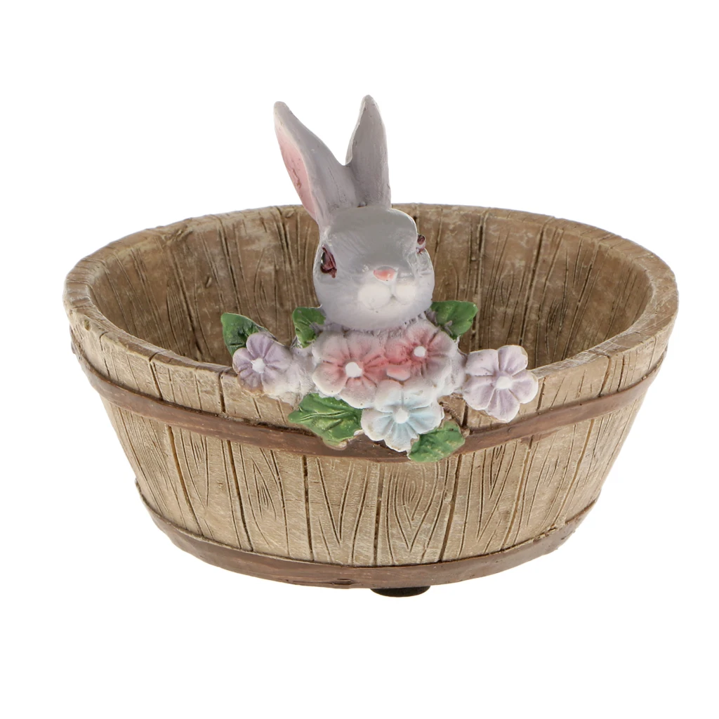 Pot de fleur créatif lapin gris, jardinière succulente, animal mignon décoratif, pot de plante en résine pour la maison, le jardin, le balcon