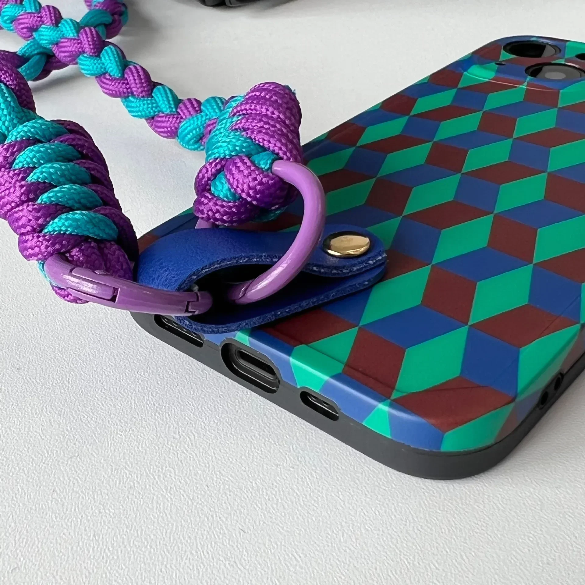 The New Model Is Suitable for iPhone 14 Contrast Woven Hand Rope Phone Case 13promax Diagonal Strap 12pro 11 Protection Cover