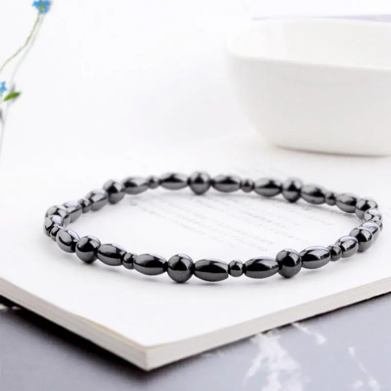 195C Nice Healing Power for Health Hematite Stone Ankle Bracelet with Therap
