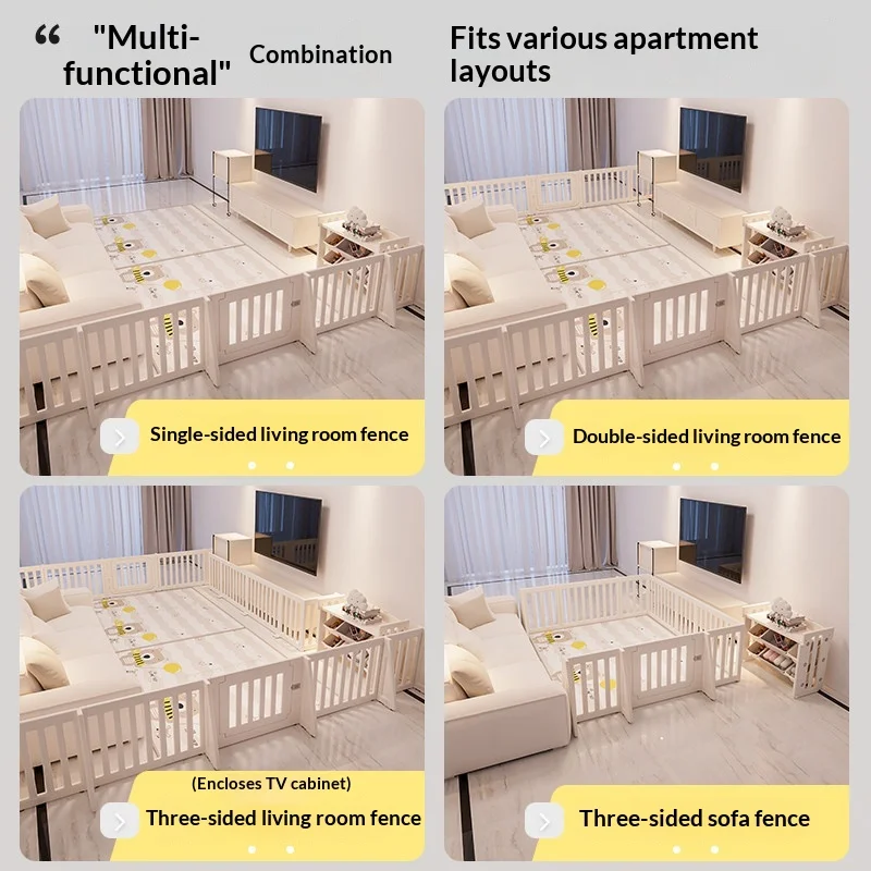 Baby Playpen Portable Foldable Expandable Baby Playpen Gate Safety Barrier Easy Install Indoor Outdoor Non Slip Pressure Mount - view 4