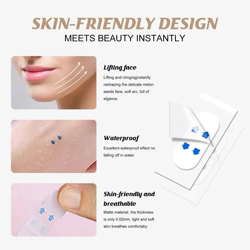 40pcs Invisible Face Lifter Tape Lifting Flaggy Skin Wrinkles Hide Double Chin Instant Face lift Adesivos Transparente Impermeável