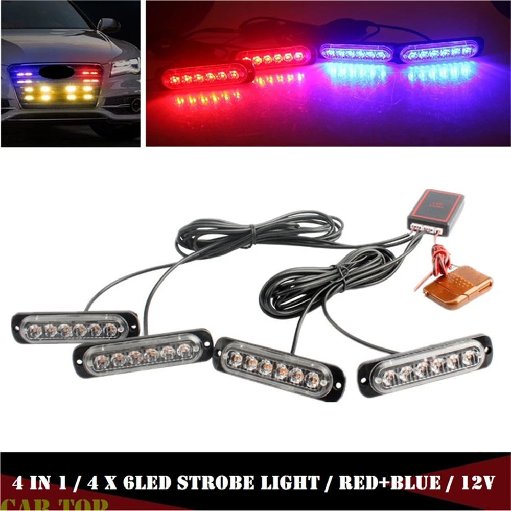 4 in 1 Flasher Noodbaken Amber Waarschuwingslampje Afstandsbediening Stroboscopen LED Knippert Stroboscooplichten Voor Auto's 12 v