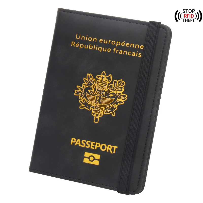 

France Passport Cover Rfid Travel Wallet Laser Engarving Name on Covers Case for Passports Passaporte Personalizado