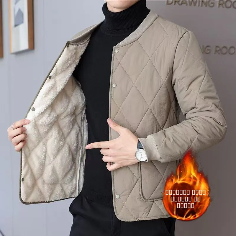 

Men's Thiened Fce Lined ort Cotton Jaet Inner Thermal Wear Casual Sle Faionable Ci Life Polyester Fiber