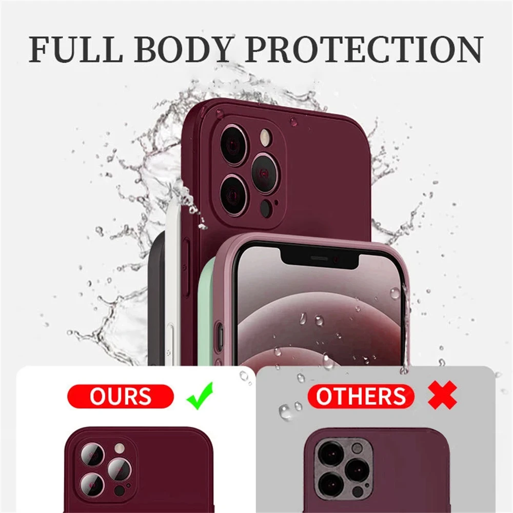 حافظة لهاتف آيفون 16 برو باللون الأحمر البرقوق لهاتف آيفون 11 12 13 14 15 Pro Max 12 Mini 7 8 X XS XR حافظة خلفية من السيليكون الناعم من مادة البولي يوريثان