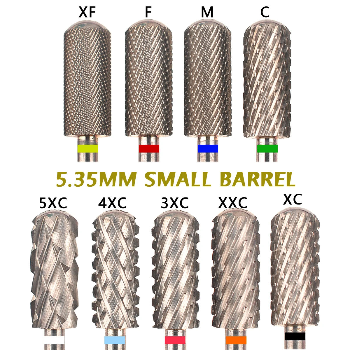 1pc 5.35mm Small Barrel Smooth Top Bits, 2-way for Both Hands, Nail Drill Bit Remove Gel Carbide Manicure Tool Nail Accessories