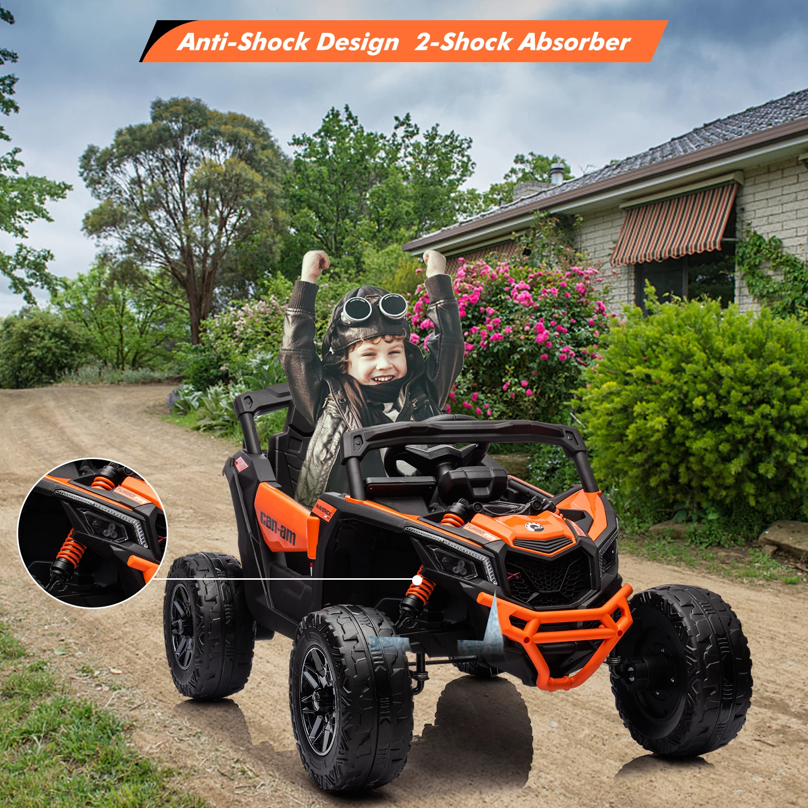Voiture UTV 12V, voiture UTV électrique tout-terrain Can-Am sous licence, camion pour enfants avec télécommande, grand siège, musique, LED, jouet