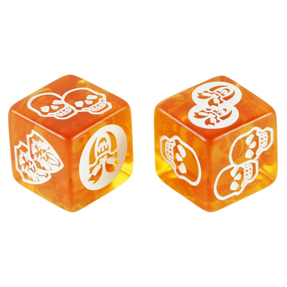 Game Dice 4pcs- 10pcs D6 Dice Transparent Orange with White pattern for Board Game Table Game